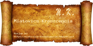 Miatovics Kreszcencia névjegykártya